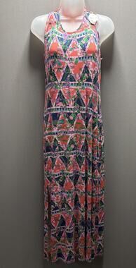 women's Ambar Aztec Midi Dress Size Slits Crotchet Back Stretch Size Small